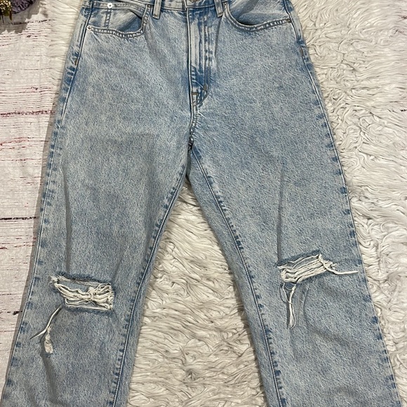 SLVRLAKE London Time Worn Distressed Straight Leg High Rise Jeans - Picture 10 of 13